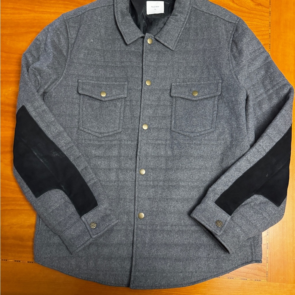 Billy Reid Charcoal Jacket with Black Suede Accents